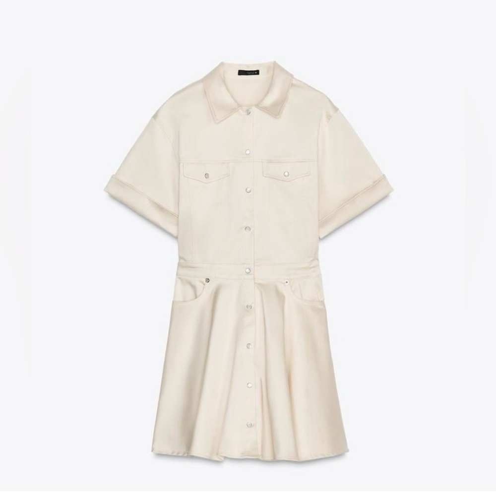 Zara Khaki Short Sleeve Dress - Picture 5 of 10
